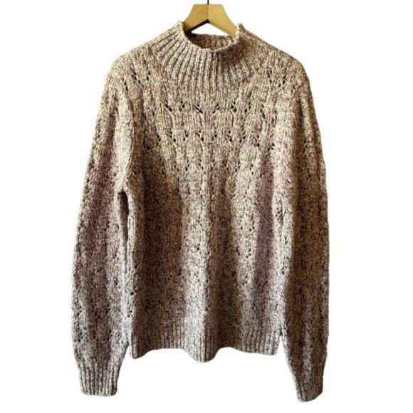 Women's XL WHBM Purple Cable Knit Mock Neck Sweater - Picture 1 of 7